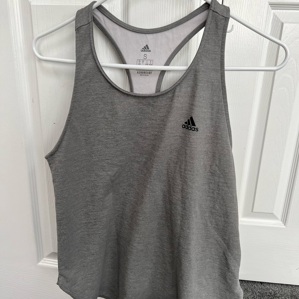 Women’s adidas light grey racer back tank